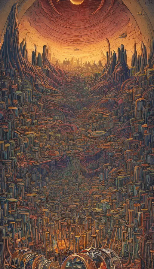 Image similar to The land of the dreaming surrounded by jars full of dreams, futurism, da vinci, Dan Mumford