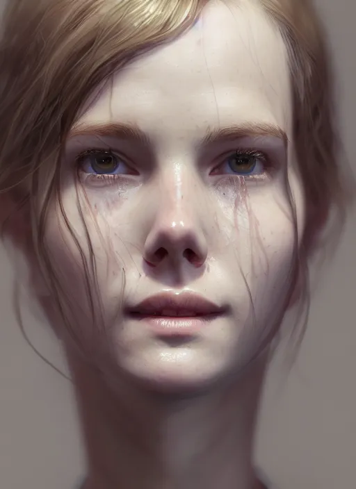 Image similar to Erin Moriarty, au naturel, hyper detailed, digital art, trending in artstation, cinematic lighting, studio quality, smooth render, unreal engine 5 rendered, octane rendered, art style by klimt and nixeu and ian sprigger and wlop and krenz cushart
