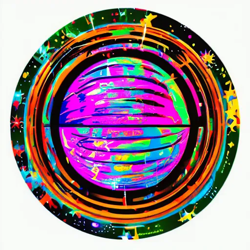 Image similar to 2 planet collapse particle fusion element macro cosmic art by butcher billy, sticker, colorful, illustration, highly detailed, simple, smooth and clean vector curves, no jagged lines, vector art, smooth andy warhol style