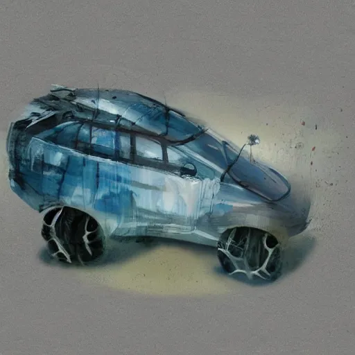Image similar to bioengineering hamster truck, concept art, oil brush strokes