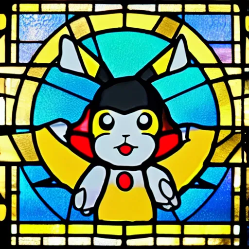 a stained glass Pikachu, Stable Diffusion