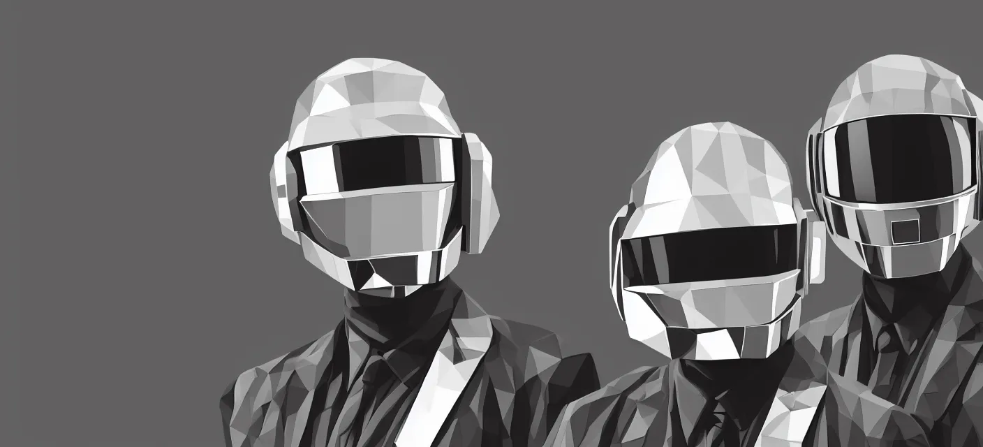 Image similar to daft punk wallpaper, low poly, large,