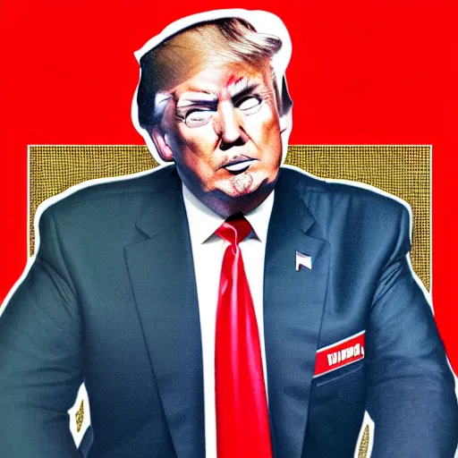 Prompt: donald trump wearing a soviet uniform, red background, in st. petersburg, photorealistic, detailed