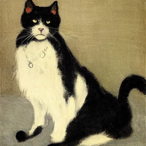 Image similar to black cat as a nineteenth century robber baron portrait by james mcneill whistler