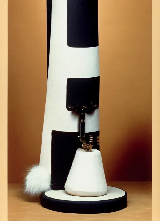 Prompt: realistic photo of a a medieval ritual chemistry appliance model equipment gadget, made of wood white clay and fur with black wires 1 9 9 0, life magazine reportage photo, natural colors, metropolitan museum collection