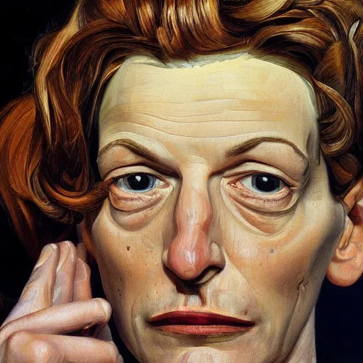 Prompt: high quality high detail painting by lucian freud, hd, portrait of violet tarantino