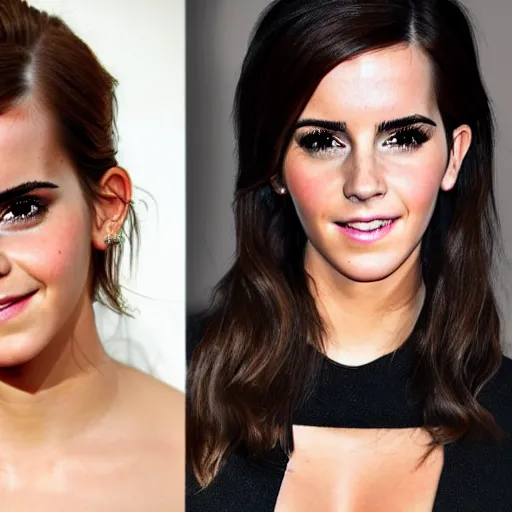 Prompt: A still of Emma Watson and Kim Kardashian combined into one person