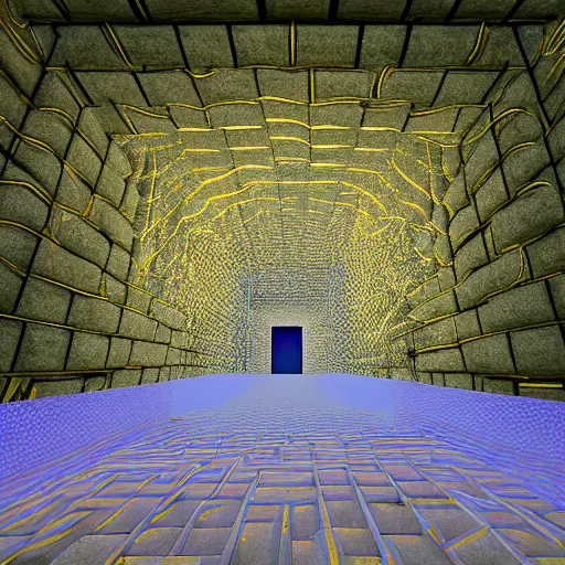 Image similar to the grand entrance to the endless maze, art by kotaro chiba, volumetric lighting, high contrast