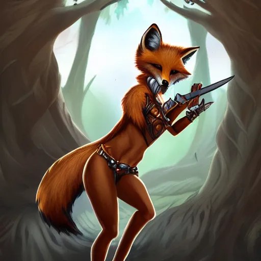 Prompt: award-winning extremely detailed FurAffinity fantasy art of a cute female warrior fox with a long tail and black legs, 4k, Dark Natasha, trending on FurAffinity