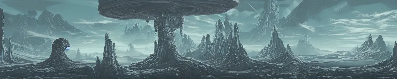 Prompt: an ultra detailed retro sci-fi alien fantasy landscape