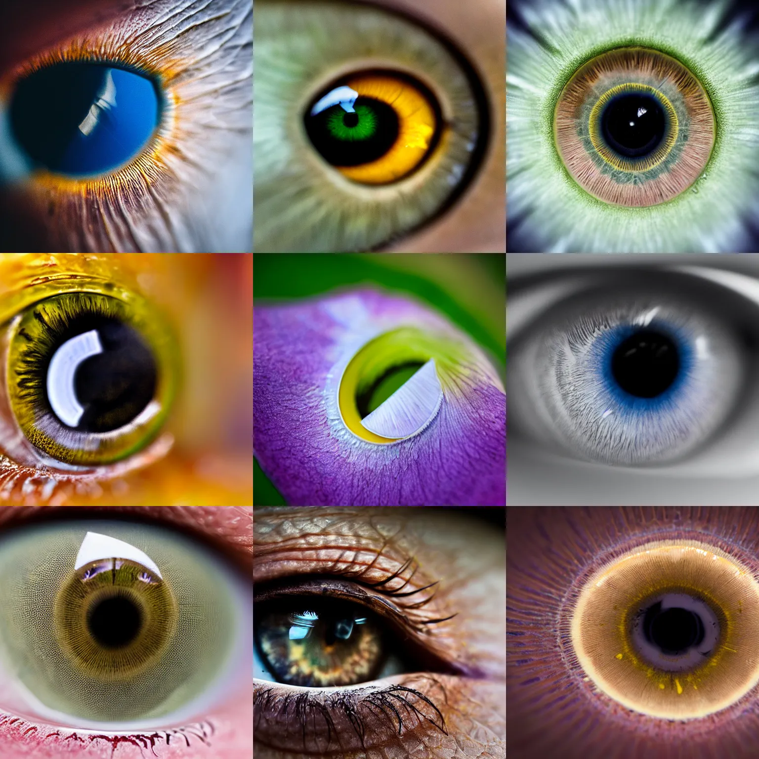 Prompt: human eye with triangular iris macro photography
