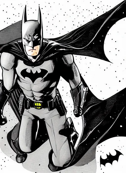 Prompt: batman comic illustration. Ben day dots