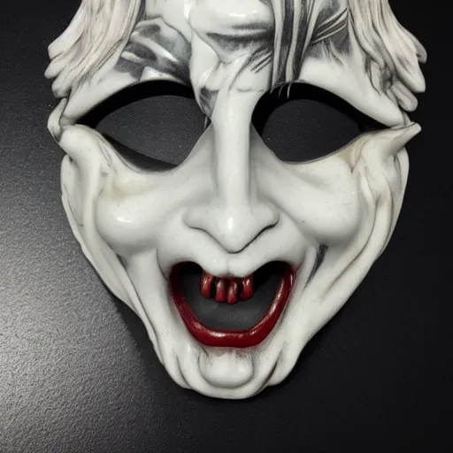 Prompt: lucifer porcelain mask, evil aura