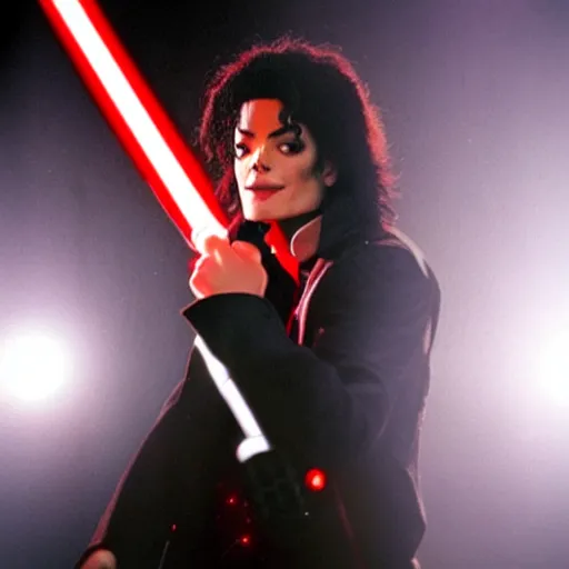 Image similar to Michael Jackson dancing with a lightsaber in Mars