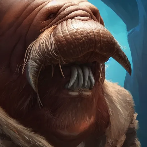 Image similar to DND humanoid walrus, made by Stanley Artgerm Lau, WLOP, Rossdraws, ArtStation, CGSociety, concept art, cgsociety, octane render, trending on artstation, artstationHD, artstationHQ, unreal engine, 4k, 8k,