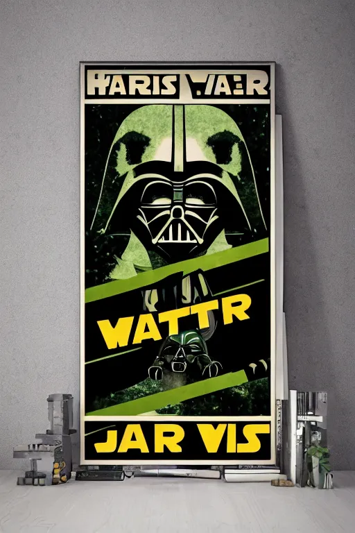 Image similar to retro cannabis with darth vader poster