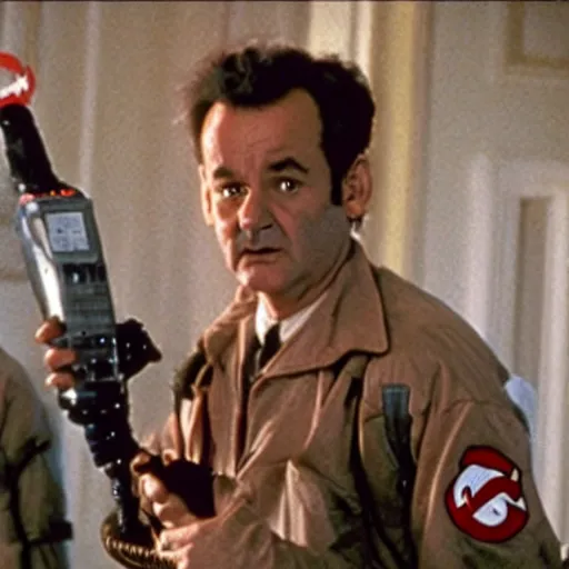 Prompt: film still from Ghostbusters, bill murray as Peter venkman, offering you some delicious cheeses