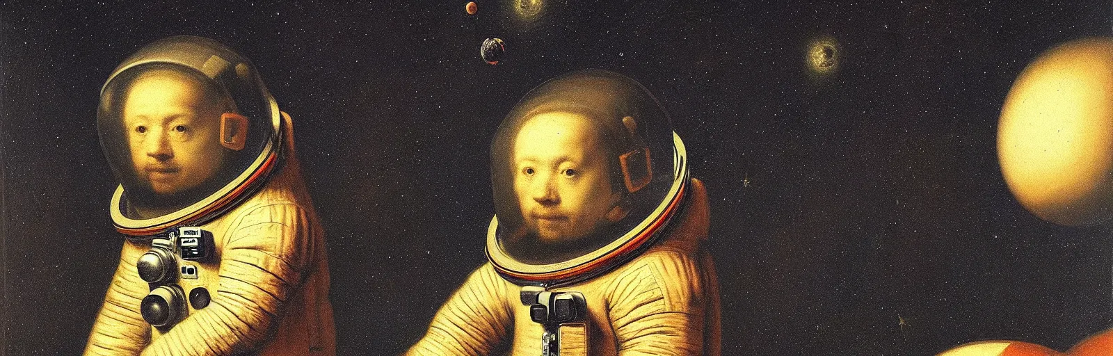 Prompt: lone astronaut by rembrandt