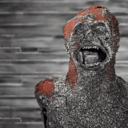 Image similar to human made from crumbling corroded concrete