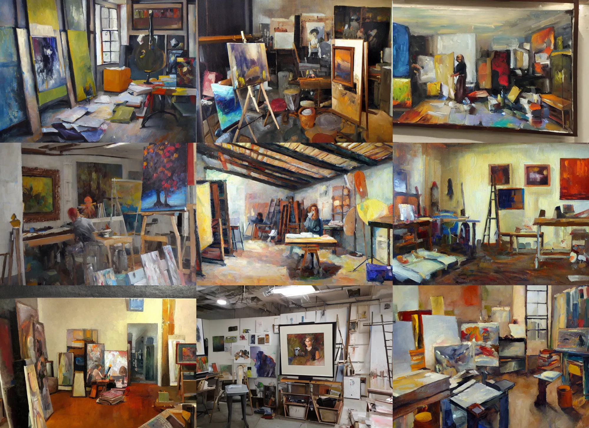 Prompt: modern oil painting atelier