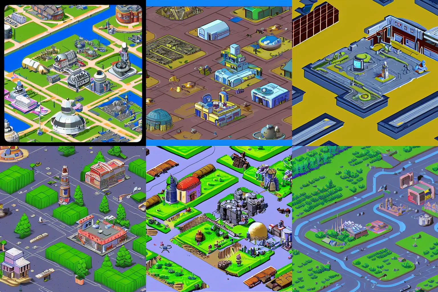 Isometric View Of The Whole Of A Small Town On A Stable Diffusion 
