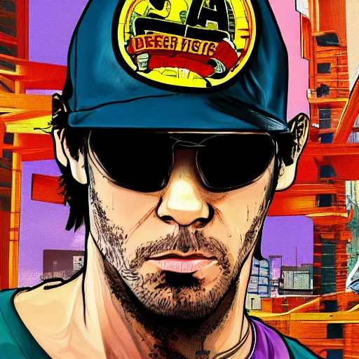 Image similar to gta san andreas illustration style of jamiroquai