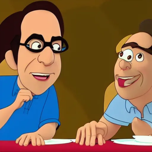 Prompt: seinfeld animated movie, pixar, rich color palette, stunning 3D animation, highly detailed, expressive