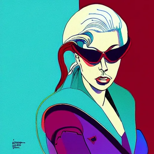 Image similar to “ lady gaga retro minimalist portrait by jean giraud, moebius starwatcher comic, minimalistic background, 8 k ”