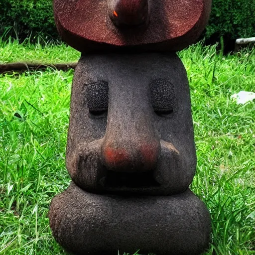 Image similar to a hedgehog as a moai statue