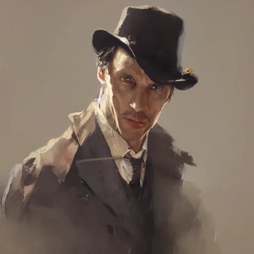 Prompt: sherlock holmes, modern, brush strokes, oil painting, greg rutkowski