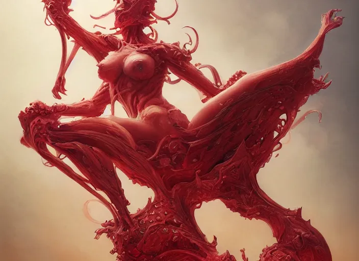 Prompt: woman loves and sit upon a scarlet coloured beast, pain, light effect, hyper detailed, intricate, elegant, highly detailed, digital painting, artstation, concept art, matte, sharp focus, illustration, by peter mohrbacher, hajime sorayama, wayne barlowe, boris vallejo, aaron horkey, gaston bussiere, craig mullins