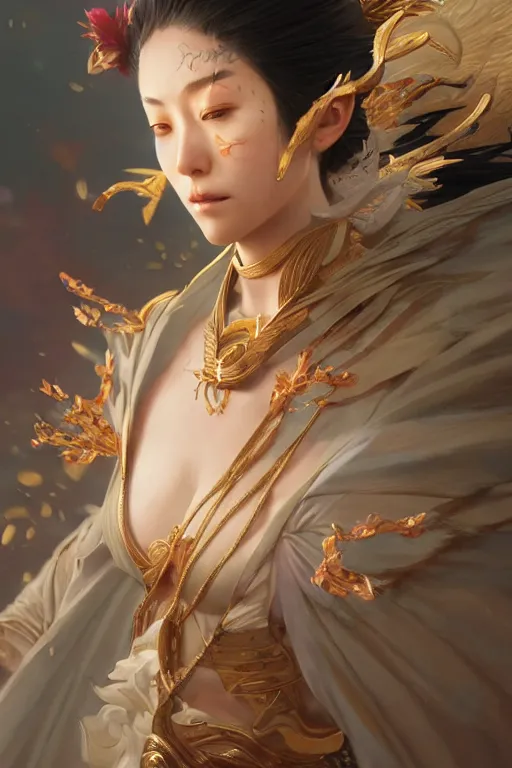 Image similar to goddess of the japan, highly detailed, digital painting, artstation, concept art, smooth, sharp focus, illustration, unreal engine 5, 8 k, art by artgerm and greg rutkowski and edgar maxence