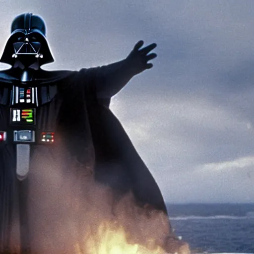 Prompt: film still of Darth Vader in Titanic 1997