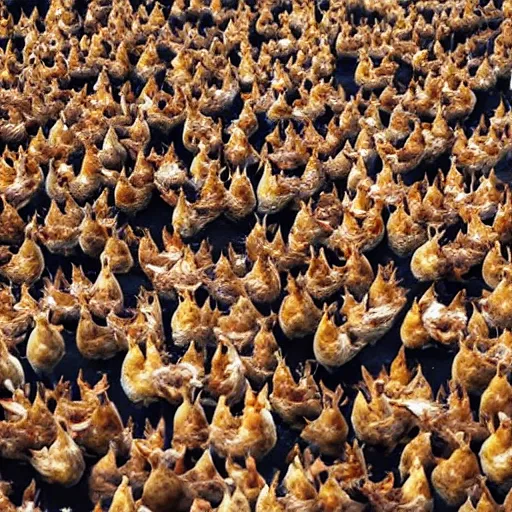 Prompt: swarm of chickens