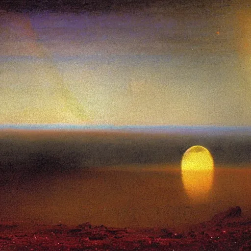 Prompt: rainbow on the moon, landscape, albert bierstadt