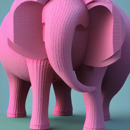 Prompt: 3d render of voxel pink elephant