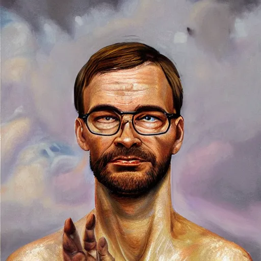 Prompt: jeffrey dahmer becomes god of revenge midsommar, oil painting, ultradetailed, artstation, ultradetailed, digital painting, ultradetailed