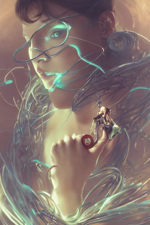 Prompt: ultra realistic illustration, cinema 4 d art, cables fat man drawing, jade background, elegant, highly detailed, digital painting, concept art, intricate, swirl, smooth, sharp focus, illustration, art by artgerm and greg rutkowski and alphonse mucha
