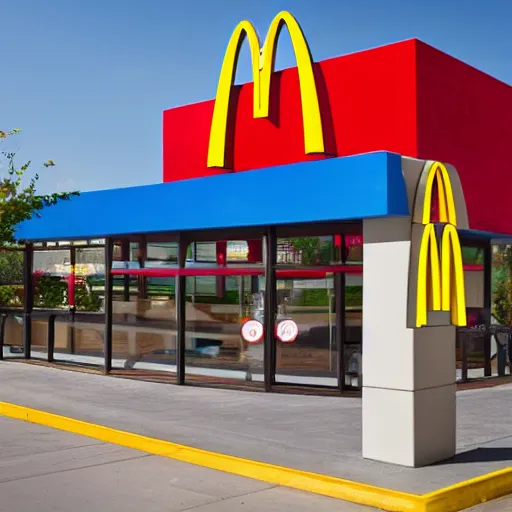 Prompt: mcdonalds made of blue and red foam