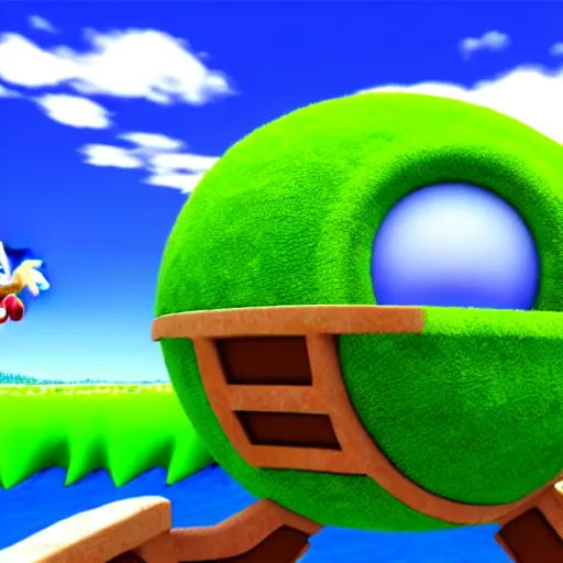 Image similar to sonic the hedgehog on pea planet