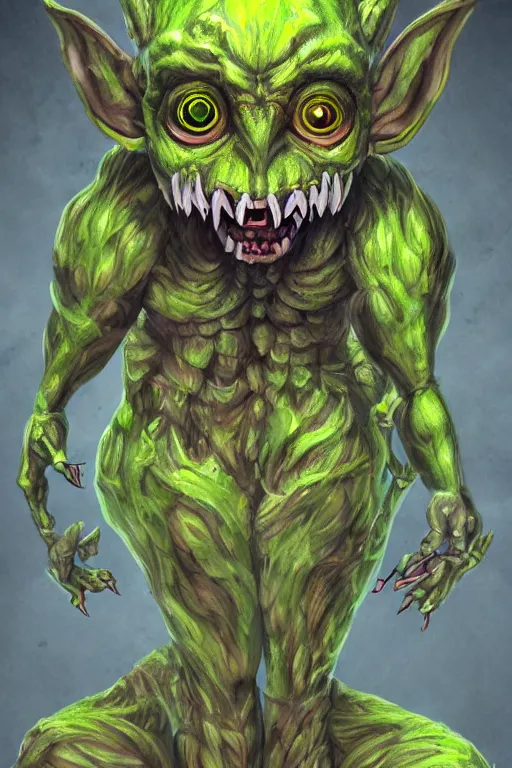 Image similar to a humanoid figure plant goblin with large glowing eyes, highly detailed, digital art, sharp focus, trending on art station, artichoke, anime art style