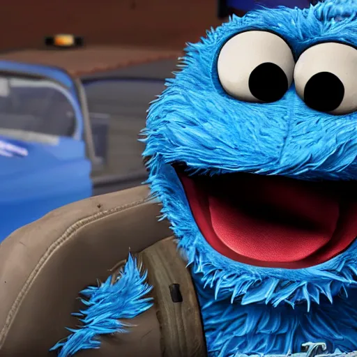 Prompt: cookie monster in gta 5 cover photo 8 k hyperdetailed photorealism