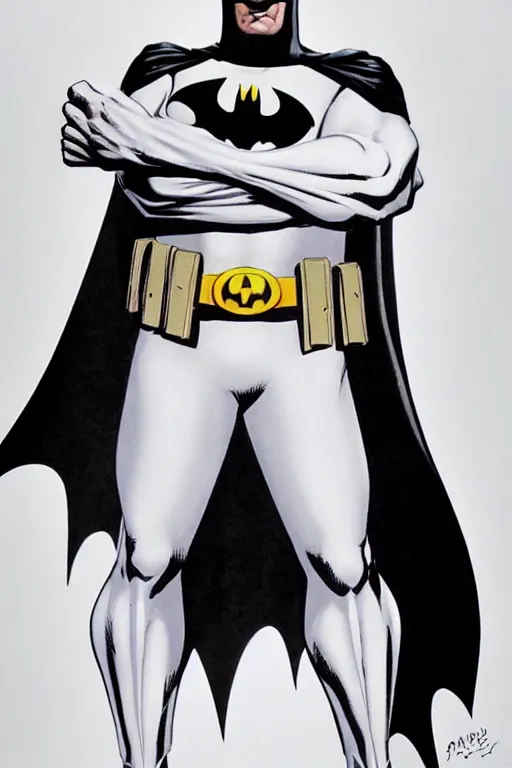 Image similar to full body batman character design by Alex Ross, white background