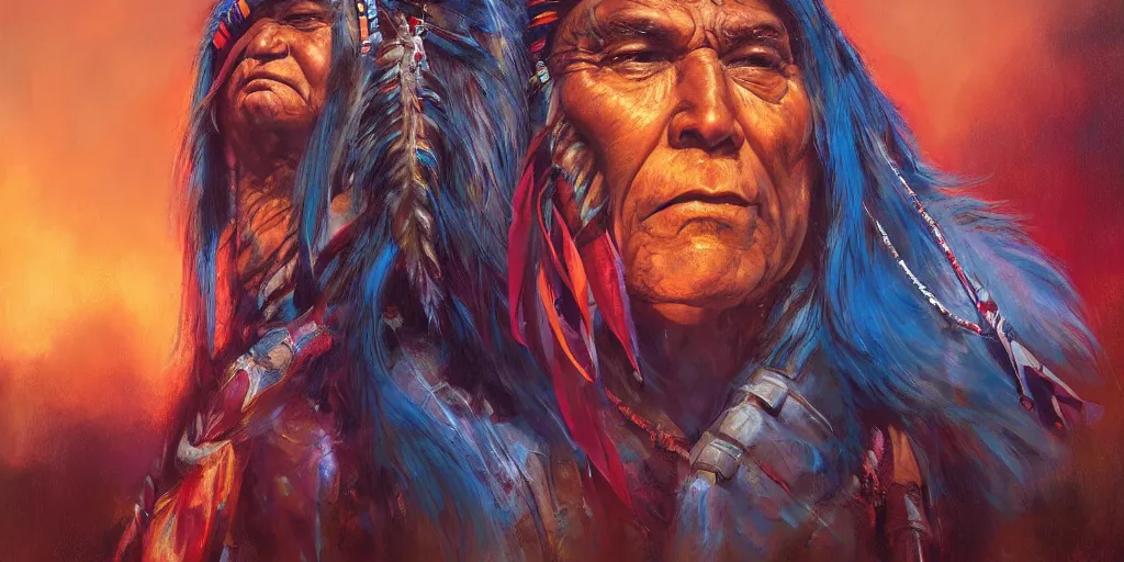 Image similar to of Native American Chief by P Liam Wong and Boris Vallejo