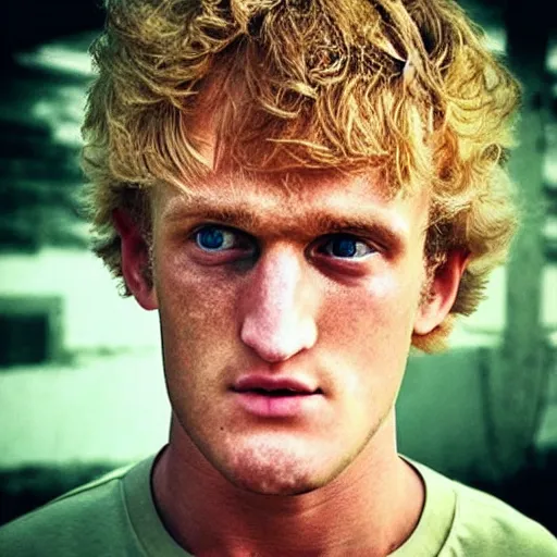 Prompt: “ logan paul in vietnam war, terrified, photorealism ”