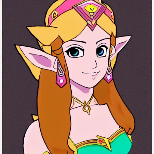 Image similar to princess zelda mixed with princess peach