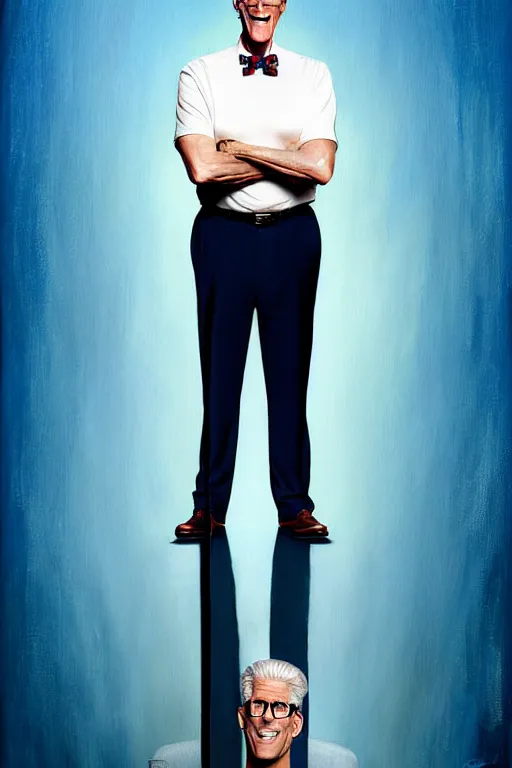 Image similar to a painting of ted danson in the good place, art by robin eley