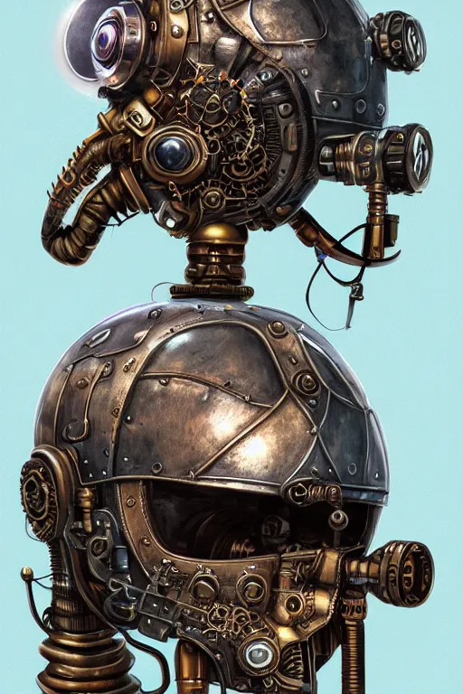 Image similar to steampunk helmet fantasy art mask robot ninja stylized digital illustration sharp focus, elegant intricate digital painting artstation concept art global illumination ray tracing advanced technology chaykin howard and campionpascale and cooke darwyn and davis jack