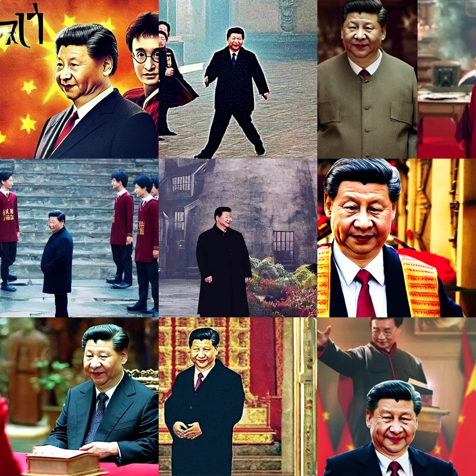 Prompt: Movie still of Xi Jinping in Harry Potter
