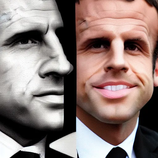 Prompt: portrait of a Macron face made out of $ money 💰